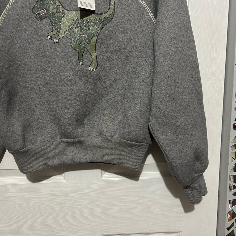 💗 *NEW* Limited Edition- Gray Coach Women Sweater with Glitter Dinosaur Design - Picture 4 of 13